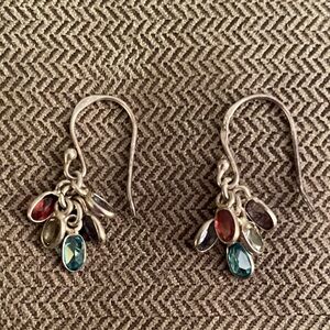 Sterling Silver Multicolor Dangling Gemstone Earrings